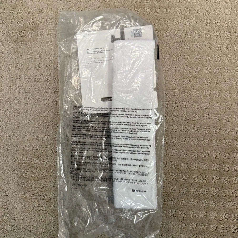 NWT Lululemon Cotton Terry Sweatband White OS
